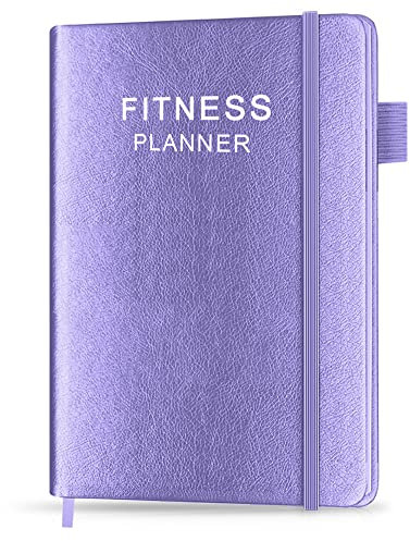 Fitness Planner - Workout Planner for Woman and Man - A5 Hardcover Workout Journal/Planner to Track Weight Loss, GYM, Bodybuilding Progress - Daily Health & Wellness Tracker, Purple