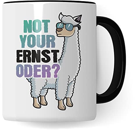 Tasse Alpaka-Motiv, Not your ernst oder? Spruch, Süßes Geschenk Alpakaliebhaber, süße Alpaka-Tasse Motiv Geschenkidee lustiger Spruch Beruf Freund Freundin Kollegen Kaffeetasse (Weiß & Schwarz)