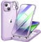 Miracase 360 Grad Hülle für iPhone 13/ iPhone 14 (6.1 Zoll), Ganzkörper Schutzhülle mit eingebauter Glas Displayschutzfolie, Stoßfeste Fullbody Handyhülle, Violett