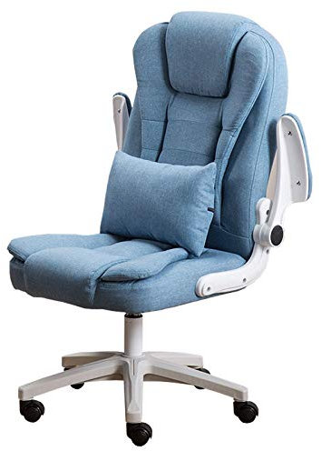 CJGKDJS Chefsessel höhenverstellbarer rollbarer 360 Grad Drehstuhl mit intelligenter Kopfstütze I Liegender Bürostuhl aus Leder, blau