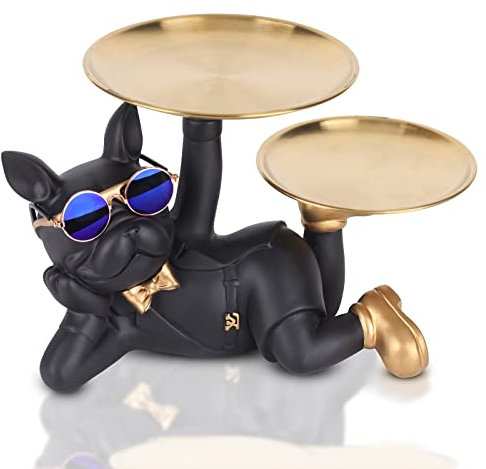 Französische Bulldogge Statue Deko, Bulldogge Tablett Schlüsselablage Dekofigur Coole Bulldogge Skulptur Französisch Statue, Für Tischdekoration, Mode, Heimtextilien, Multifunktion, Schreibtisch