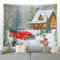 MEKPAM Weihnachten Schneemann Wandteppich Winter Kiefer Schneeflocke Vögel Wald Park Landschaft Wandbehang Home Wohnzimmer Dekor 150x130cm