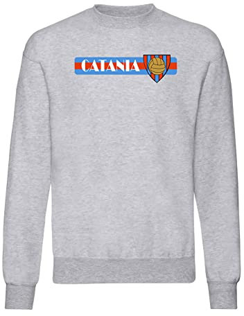 Settantallora - Felpa Girocollo Melange Maglia Must Have PE RI Veri Supporter del Catania con Stemma inspirato ai Colori della Città Taglia XL