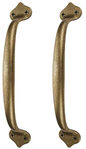 Runningfish Vintage Solid Brass Pulls, Antique Copper|Rustic Barn Door Grab Handles|Kitchen Cabinet Hardware Drawer Handle Pull (Bronze, 6.5inch-2Pcs)