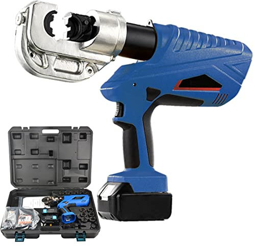 DPDZSW 360° Elektrische Hydraulische Crimpzange, Wiederaufladbare Hydraulische Drahtcrimpzange 10-400mm², Akku-Hydraulikzange für Kupferrohr und Aluminiumrohr