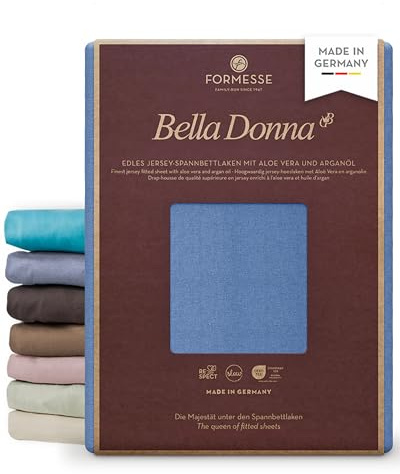 Bella Donna Jersey La Piccola edles Spannbettlaken Topper: kein Pilling | FORMESSE Farbe Meeresblau; 90x190-200cm, bis 12cm; 97% Baumwollzwirn, 3% Elastan; Aloe vera&Arganöl, intensive Farben
