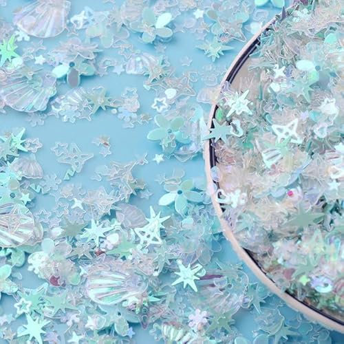10g/20g/50g Glitter Sequins Mixed Empty Plum Empty Peach Heart Shape Colored Nail Sequins for Nail Art Sequins Decorati-Blue,50g