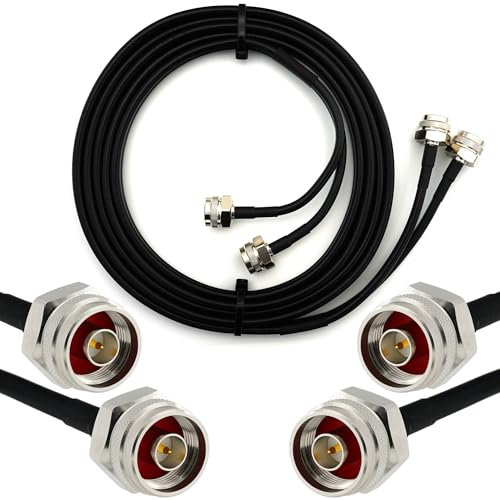 10m N Stecker auf N Stecker (Hex Kopf) Doppel-Koaxialkabel — HF-240 (LMR 240 Äquivalent) Twin Verlängerungskabel Antennenkabel — WiFi RF Antenne GSM LTE 4G 5G 6G Router Signalverstärker Ham CB Funk