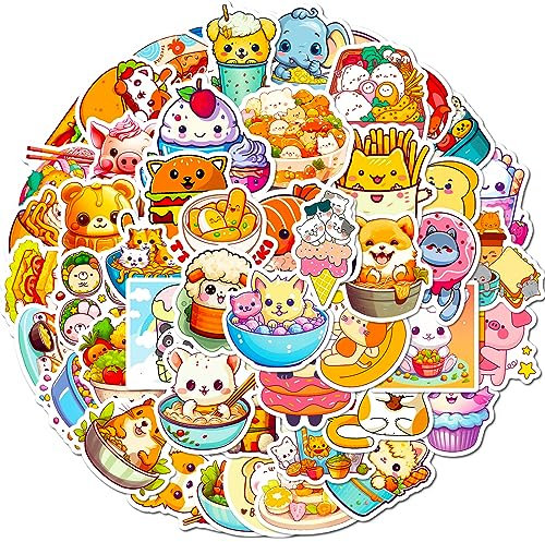 Bric Dodo 50 Stück Cartoons Tierfutter Aufkleber Auto Laptop Telefon Gitarre Skateboard Motorrad Fahrrad Tiere Stickers Set Vinyl Wasserdicht Aesthetic Aufkleber für Jugendliche Kinder Erwachsene