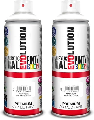 Evolution pinty p. M123014 - Pintura spray acrilica 520 cc blanco mate (Paquete de 2)