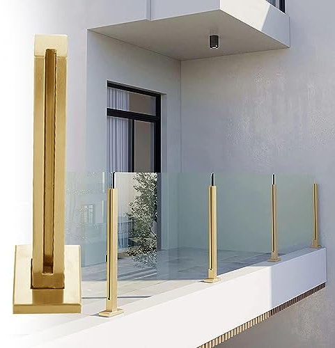 Poste de Barandilla Oro Barandilla de vidrio Post Baluster U Channel, Sistema de Barandilla de Vidrio de Acero Inoxidable 304, Brushed Guardrail Hardware Columna para Deck Balcón Escaleras ( Color : G