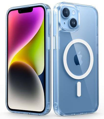 FNTCASE for iPhone 13 Phone Case: iPhone 14 Clear Magnetic Military Grade Drop Protection Anti Yellowing Cell Cover - Rugged Durable Shockproof Protective Slim