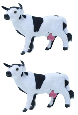 TOYANDONA 2piezas Mini Modelo De Vaca De Leche Simulada Juguete De Animales Artificiales Decoración Realista para Cumpleaños y Fiestas Estatua De Vaca para Hogar y Eventos