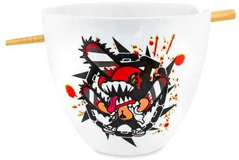 Just Funky Chainsaw Man 16-Ounce Ceramic Ramen Bowl and Chopstick Set
