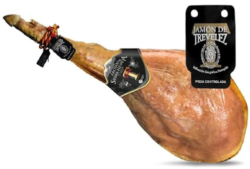 LalolaGourmet I Jambon Serrano Trevélez I.G.P. 8.5/9 kg - Jambon Espagnol Blanc - Label NOIR Avec Plus De 23 Mois de Maturation Naturelle - 100% Naturel et Sans Gluten