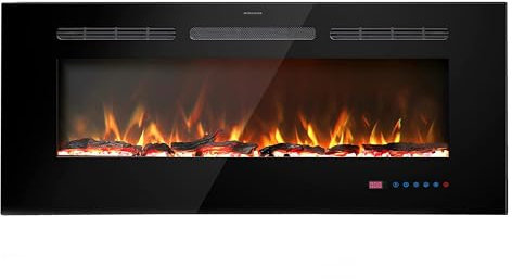 KAMINLICHT Elektrokamin JOI 42 (Einbaukamin) - elektrischer Kamin mit Heizung, Multicolor-LEDs - Kamineinsatz zum Einbau in die Wand, 1.500 W, 106,7x45x14 cm, Schwarz