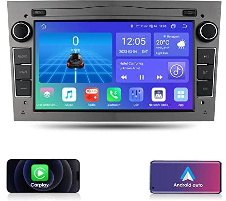 KooDux Android 12 Autoradio für Opel Antara/Astra H/Combo/Vectra C, 8 Core 7 Zoll QLED Touchscreen GPS Navigation mit Carplay 4G LTE Weather Bluetooth DSP SWC (Grau)