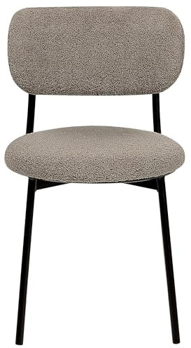 Beliani Esszimmerstuhl 2er Set Bouclé beige Taupe Metallbeine schwarz modern Casey