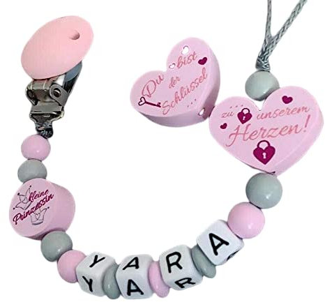 personalisierte gestaltetes Babygeschenk mit Namen für Mädchen in Rosa Baby Geschenk personalisiert zur Geburt & Taufe Motiv kleine Prinzessin & du bist der Schlüssel zu unseren Herzen