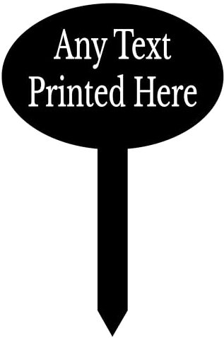 1stclassgifts Personalised Oval Garden Stake Spike Sign Marker Any Text Selectio Of Colours Available (UV PRINTED) (Black)