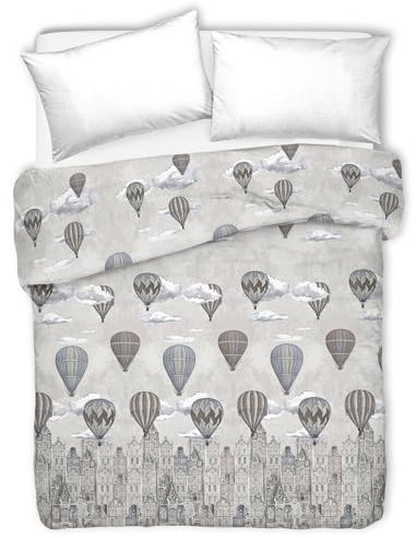 PENSIERI DELICATI Telo Copriletto Matrimoniale 260 x 280 cm, 100% Cotone Pique, Ideale Come Telo Arredo, Coperta Salva Letto 2 Piazze, Fantasia Volare Beige, 100% Made in Italy