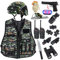 RedCrab Kostüm Soldat Kinder, Militär Spielzeug für Kinder mit Militär Helm, Militärweste, Walkie-Talkie und Anderes Zubehör, Soldat Rollenspiel Halloween Karneval Kostüm für Kinder Jungen