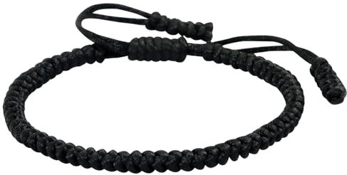 Fzcyuoo Handmade Buddhist String Bracelets, Tibetan Bracelet Adjustable Woven Rope Bracelet, Friendship Bracelets Good Luck String Armband for Lover Women Men (Black)