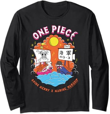 One Piece Going Merry X Marine Warship Chapeau de paille Pirates Manche Longue