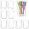 RETON Lot de 9 pots à crayons carrés transparents en acrylique pour bureau, pinceaux de maquillage, organisateur de papeterie pour salle de classe, maison, bureau, école