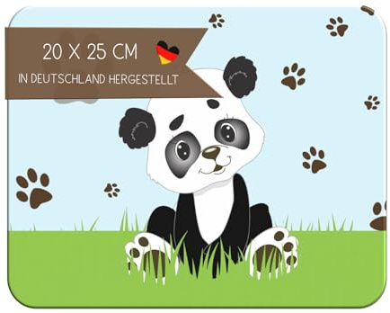 CreaDesign, Frühstücksbrettchen Kinder Panda Bär, Kinder Brettchen Kunststoff, Antirutsch-Noppen, Größe 20 x 25 cm