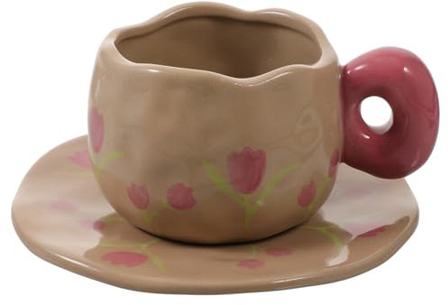 PAMINGONO 1 Set tazze cappuccino tazza cappuccino tazzine caffe' cappuccino mug bicchieri bibita tea cup tazza di latte d'acqua da ufficio di caffè del fumetto ceramica rosa