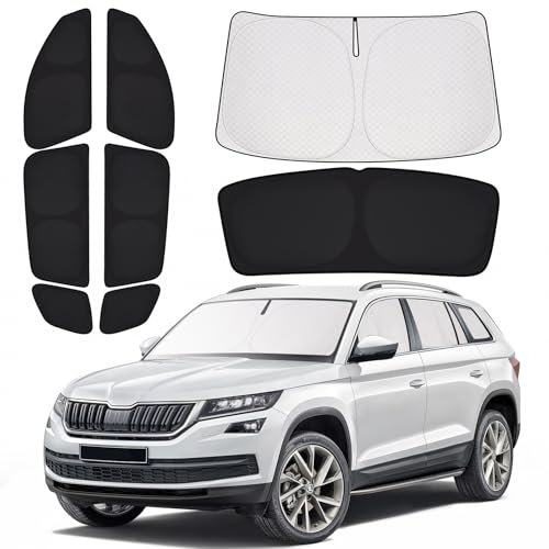 ZATOOTO Sonnenschutz Auto Geeignet für Skoda Kodiaq 2017-2024, Sichtschutz Auto für Frontscheibe, Seitenfenster und Heckscheibe, Vollständiger Satz Wärmeisolierung und Privatsphärenschutz