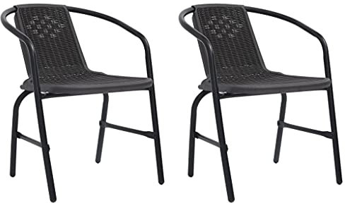 CINDERFUL Gartenstühle 2 STK. Kunststoff Rattan-Optik und Stahl 110 kg,Moderne RattanOptik Gartenstühle aus Stahl Stabil, Wetterfest, Stapelbar