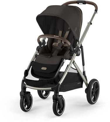 CYBEX Gold Kinderwagen GAZELLE S, Ab Geburt bis ca. 4 Jahre, Max. 22 kg (Single-Modus) / 2x 22 kg (Duo-Modus), All-in-1-System mit 20+ Konfigurationen, Chocolate Brown