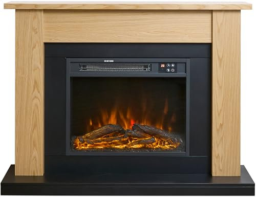 Sureflame Banbury Electric Fireplace Suite in Oak & Black, 43 Inch