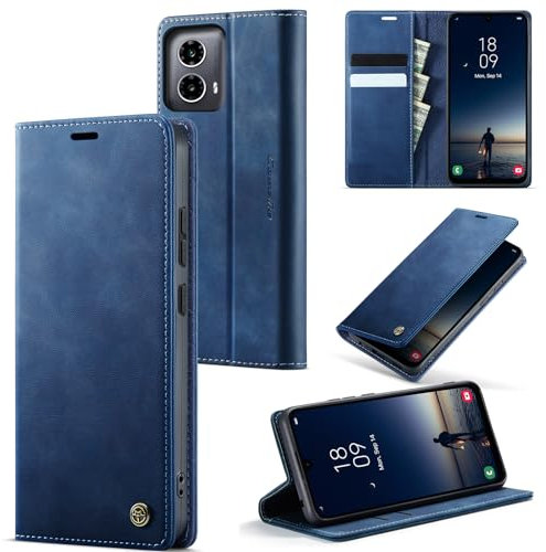 owlhold Funda para teléfono móvil Motorola Moto G34 5G funda premium PU plegable funda de piel RFID funda plegable funda para teléfono móvil con tarjetero función atril funda para Motorola Moto G34 5G