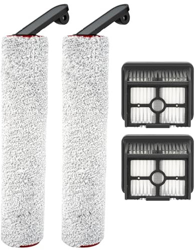 (4 Pièces) 12 Pro Brosses Rotatives Et Filtres Hepa De Rechange Pour Aspirateurs Eau Et Poussière Sans Fil Dreame H12 Pro/H12 Dual, 2 Brosses Rotatives, 2 Filtres Hepa, Pièces De Rechange