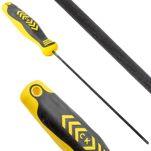 C.K Tools Chainsaw File 175mm 4mm Round Second Cut, High Carbon Black Oxide Steel, Ergonomic Two Component Grip, Secure Tang Bond, Lanyard Compatible for Safe Use on Jobsite and Workshop, CK T0079A 4