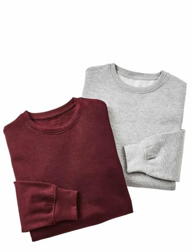 Pegasus Men's Crew Neck Sweatshirts (Pack of 2) Brushed Fleece Pullover Jumper with Long Sleeves