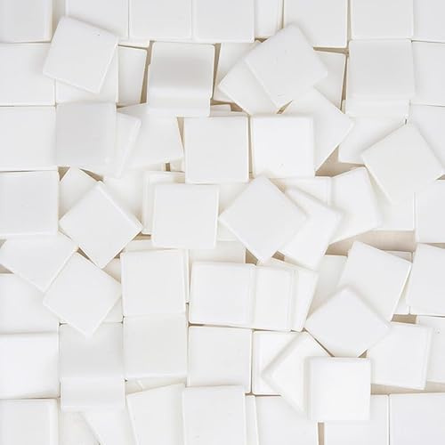 Mosaikfliesen aus Kunstharz, 1 cm, quadratisch, Weiß, 100 Stück