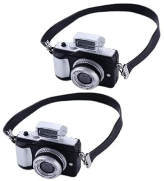 2Pcs 1:4 Scale Mini Camera Prop Ornament Vintage Camera Model, Miniature Digital Camera Mini Decoration Accessories Photography Props Ornament
