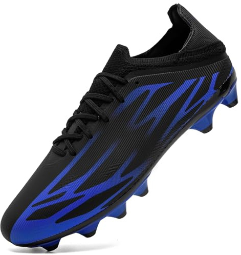 ASOCO DREAM Zapatillas de Fútbol Hombre Botas de Fútbol Profesionales Exteriores Atletismo Entrenamiento Zapatos de Fútbol Calzado Deportivo,Negro Azul,43 EU