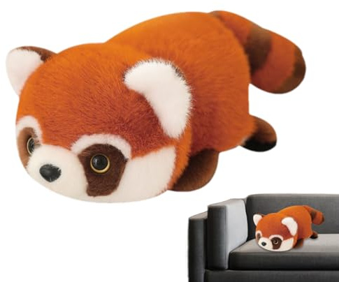 Wendbares Panda Kuscheltier - Flip-Up Spielzeug in -Rot, Realistisches Plüschtier, Bequemes Schlafkissen, Kinderzimmer Sofa Schlafzimmer Dekoration Plüschtier Gesche