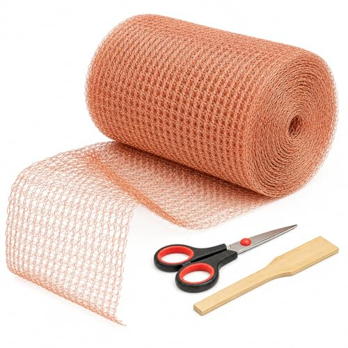FACIACC Copper Mesh Against Snails 12.7 cm x 6 m, Snail Fence Snail Protection Copper Wire Double Layer Copper Mesh with Scissors and a filling tool for Garden, Snail Repellent, Raised Bed