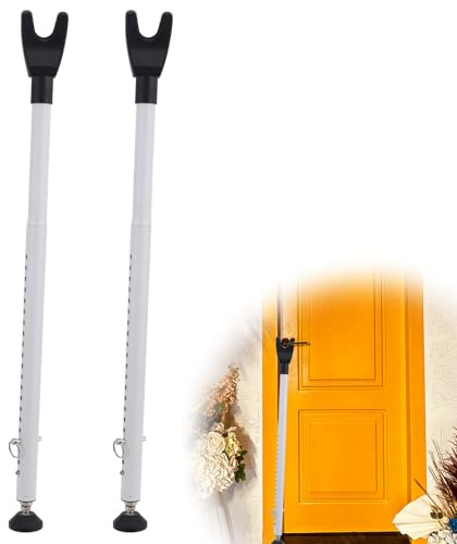 2 Sets Door Security Bars, Adjustable Heavy Duty Sliding Glass Door Barricade Security Bar Jammer Brace with Anti-Slip Base Versatile Doors Stoppers for Home Apartment Hotel Room for Inside