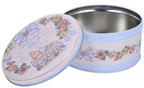 MINAOLULUS Boîte à Biscuits Ronde en Fer-blanc Décorée Motif Lapin Boîte de Rangement pour Biscuits et Bonbons Couvercle Noël Festive Métal Robuste pour Emballage et Fête
