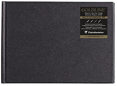 Clairefontaine 34248C Skizzenbuch mit Fadenbindung Geleimt quer Goldine, Din A6, 14.8 x 10.5 cm, 140 g, weiß EXABB