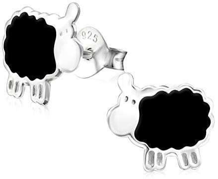 Laimons Mädchen Kids Kinder-Ohrstecker Ohrringe Kinderschmuck Schaf Lamm Tier schwarz aus Sterling Silber 925