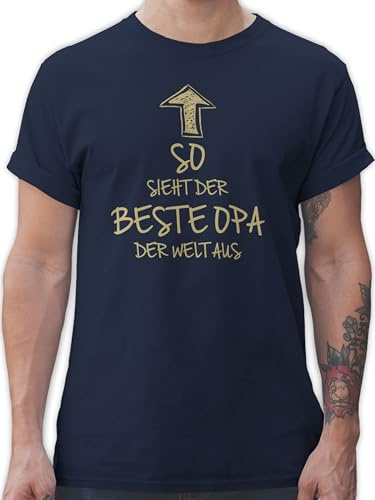 T-Shirt Herren - Geschenke - So Sieht der Beste Opa der Welt aus - M - Navy Blau - Grandfather Tshirt batertag Bester opi Shirt großeltern Geschenk Fater Tag Best Grandpa Shirts sprüche opas ist