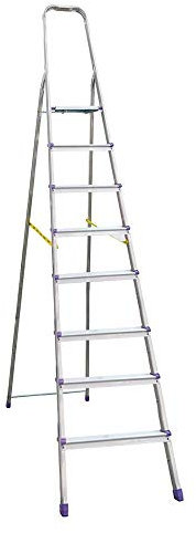 Échelle domestique en aluminium 8 marches échelons 1.76 MT portée 100 Kg Domine 139.118